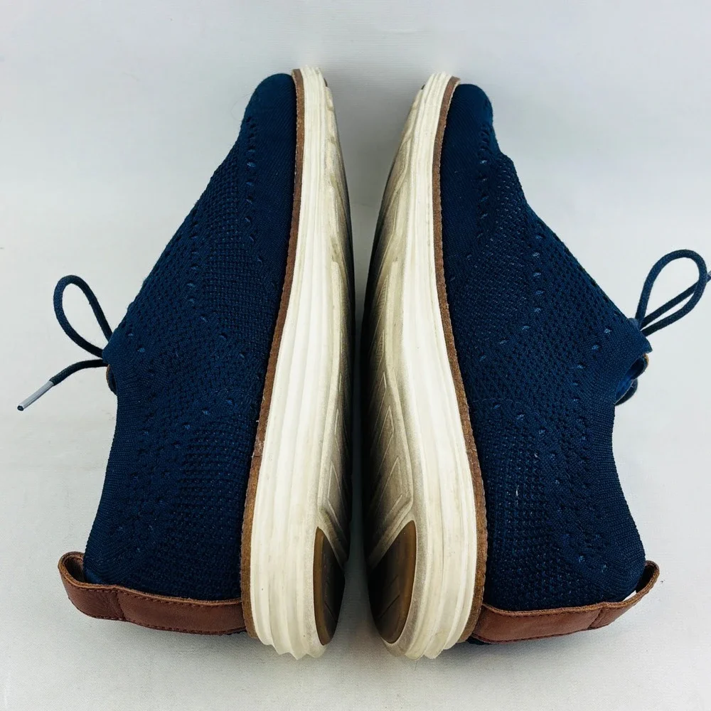 Cole Haan‎ Original Grand OS Wingtip Oxford Mens 10 Navy Blue Knit Upper Lace Up